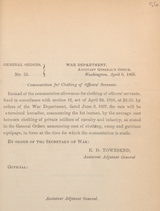 Commutation for clothing of officers' servants