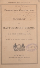 Experimental contributions to the toxicology of rattle-snake venom