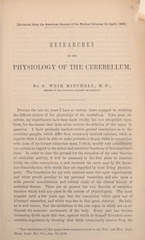 Researches on the physiology of the cerebellum