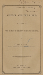 Science and the Bible: a review of "The six days of creation" of Prof. Tayler Lewis