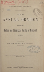 The annual oration before the Medical and Chirurgical Faculty of Marlyand, 1877