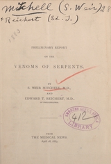 Preliminary report on the venoms of serpents