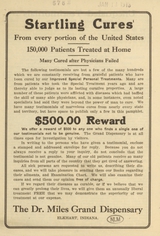 Startling cures from every portion of the United States: 150,000 patients treated at home, many cured after physicians failed
