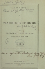 The value of transfusion of blood