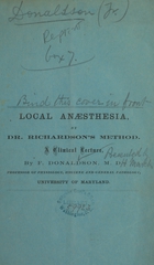 Local anæsthesia by Dr. Richardson's method: a clinical lecture