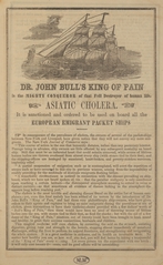 Dr. John Bull's King of Pain is the mighty conqueror of that fell destroyer of human life, Asiatic cholera