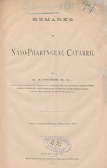 Remarks on naso-pharyngeal catarrh