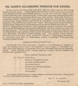 Dr. Hand's Allgmeines Tonikum für Kinder =: Dr. Hand's opbygnings-tonic for born = Ricostituente generale per i bambini del dottor Hand = Dra. Hand'a generalny tonic dla dzieci = Dr. Hands allmant stärkande medel för barn = Dr. Hand's general ṭoniḳ fir ḳinder