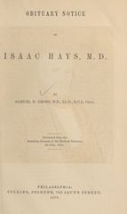 Obituary notice of Isaac Hays, M.D