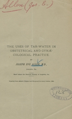 The uses of tar-water in obstetrical and gynaecological practice