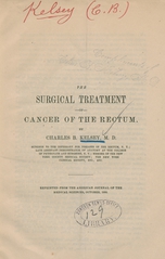 The surgical treatment of cancer of the rectum