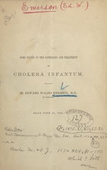 Some points in the pathology and treatment of cholera infantum