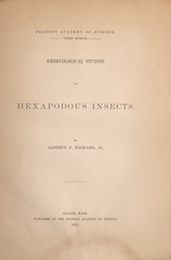 Embryological studies on hexapodous insects