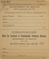 Carefully fill out this card and forward at once to Dr. J.S. Billings, Jr