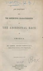An inquiry into the distinctive characteristics of the aboriginal race of America