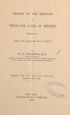 Report of the results in thirty-one cases of phthisis treated at Aiken, S.C., during the season 1878-79