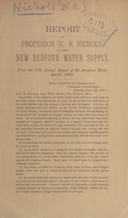Report of Professor W.R. Nichols on the New Bedford water supply