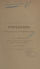 Ethylization: the anaesthetic use of the bromide of ethyl