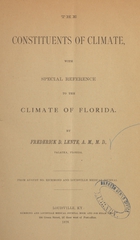 The constituents of climate with special reference to the climate of Florida