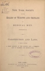 Constitution and laws, to which is annexed a brief history of the Society, and a complete list of members and benefactors