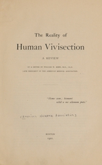 The reality of human vivisection: a review of a letter by William W. Keen, M.D., LL.D., late president of the American Medical Association