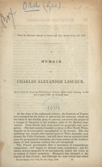 A memoir of Charles Alexander Lesueur