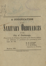 A codification of the sanitary ordinances of the City of Chattanooga