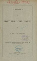 A notice of recent researches in sound