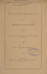 Cholera infantum: treatment of the cold stage