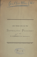 Are there one or two syphilitic poisons?