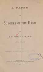A paper on surgery of the hand