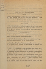 Constitution and by-laws of the Association of Military Surgeons of the United States