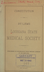 Constitution and by-laws Louisiana State Medical Society