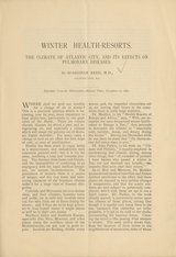 Winter health-resorts: the climate of Atlantic City, and its effects on pulmonary diseases