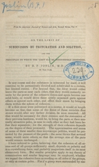 On the limit of subdivision by trituration and solution, and the principles on which the limit may be indefinitely extended