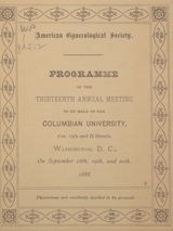 Programme of the thirteenth annual meeting: to be held in the Columbian University, cor. 15th and H streets, Washington, D.C., on September 18th, 19th, and 20th, 1888