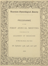 Programme of the first annual meeting: to be held in the Academy of Medicine, 12 West 31st Street, New York, on September 13th, 14th, and 15th 1876