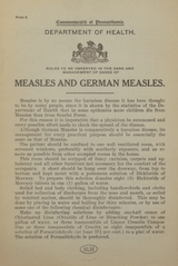 Rules to be observed in the care and management of cases of measles and German measles