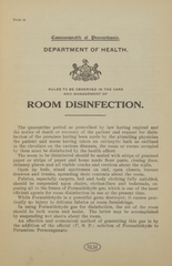 Rules to be observed in the care and management of room disinfection