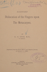 Backward dislocation of the fingers upon the metacarpus