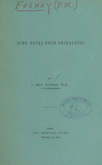 Some notes upon urinalysis