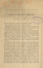 Report of the milk inspector