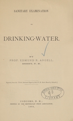 Sanitary examination of drinking-water