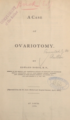 A case of ovariotomy