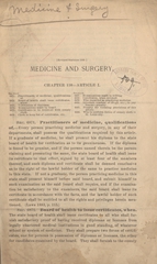Medicine and surgery: chapter 110, article I