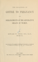 The relations of goitre to pregnancy and derangements of the generative organs of women