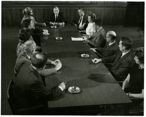 [Mr. Falk in a boardroom meeting with National Library of Medicine Section Heads]