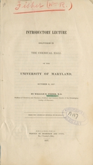 Introductory lecture delivered in the chemical hall of the University of Maryland, October 31, 1837