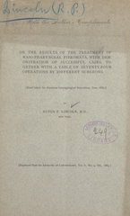 On the results of the treatment of naso-pharyngeal fibromata, with demonstration of successful cases: together with a table of seventy-four operations by different surgeons : read before the American Laryngological Association, June, 1883