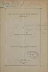 The use of quinine with nervous sedatives
